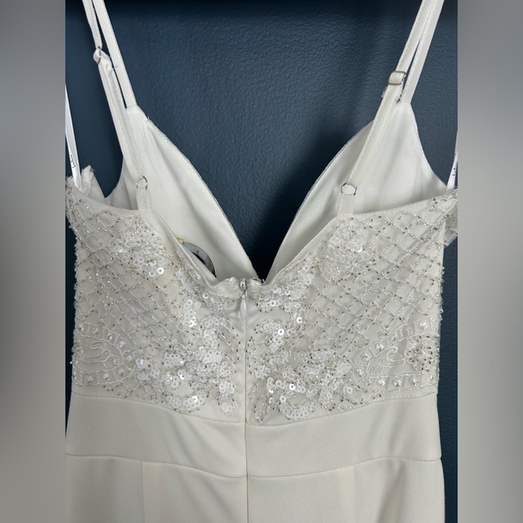 Lulus Memorable Occasion White Beaded Sequin Wide-Leg Jumpsuit Size XS - Picture 4 of 10